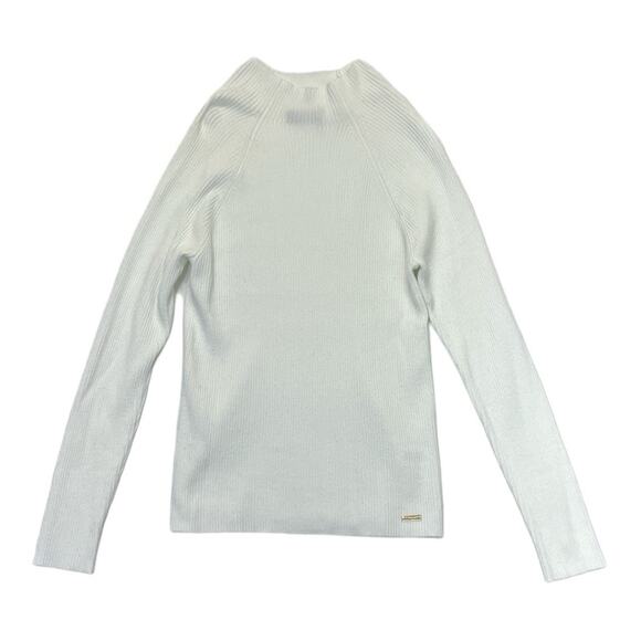 Tahari Mock Neck Sweater white ribbed knit women’s Size Large - Picture 1 of 8